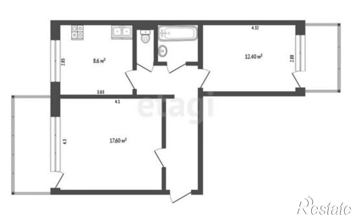 2-комн квартира бульвар Моторостроителей, 5,  д. 5