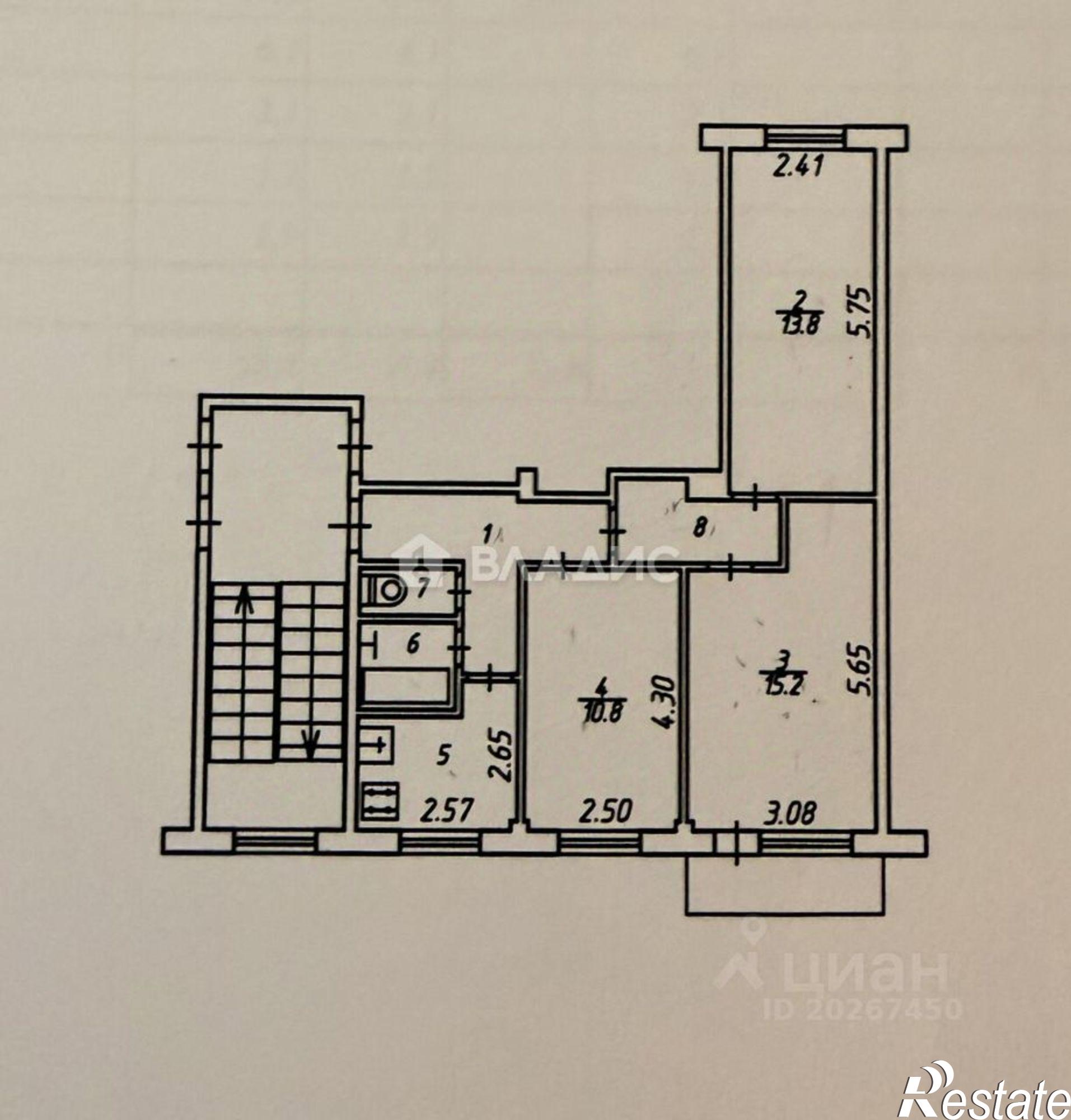Купить квартиру за 3 800 000 рублей на Карачевская улица, 7