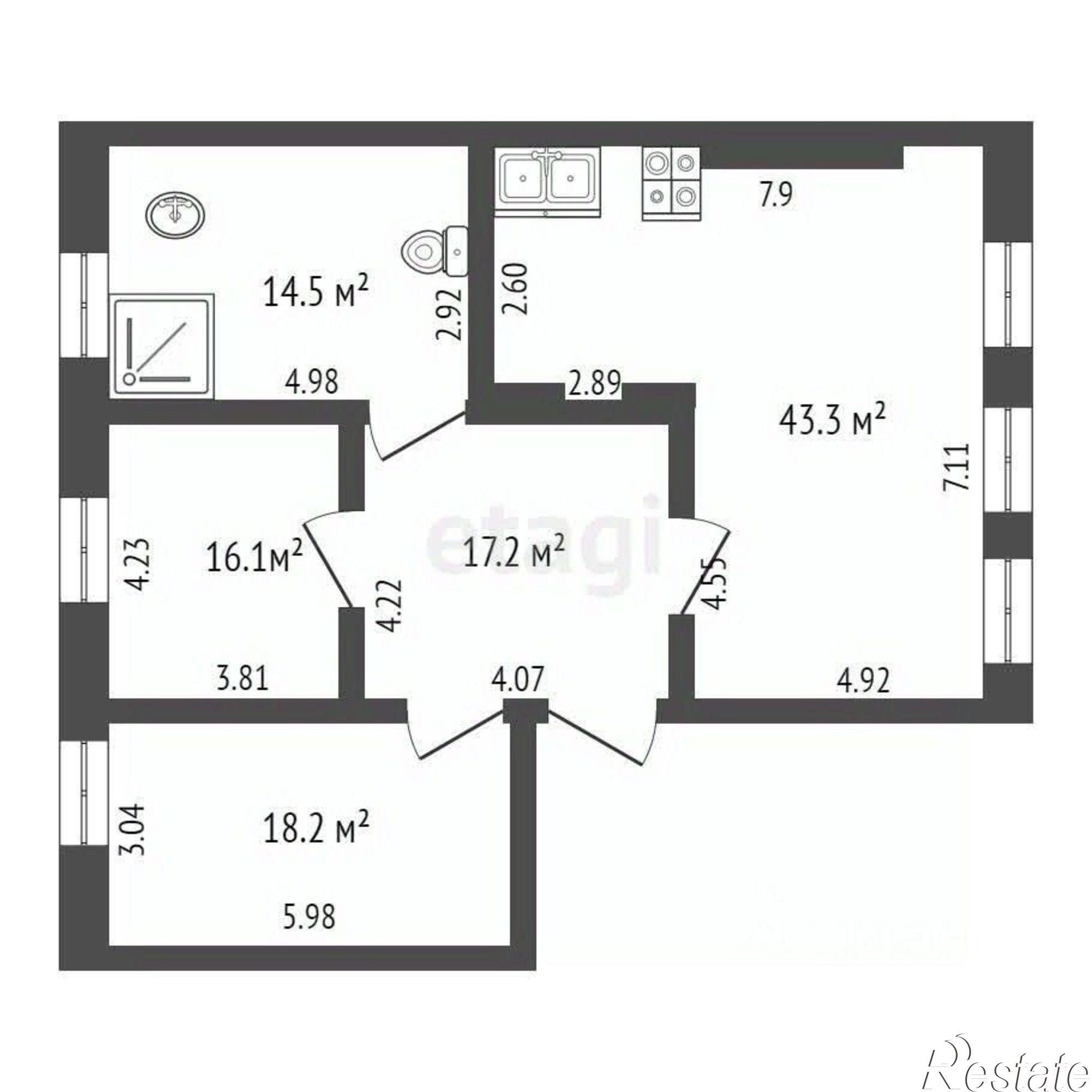 Купить квартиру за 8 900 000 рублей на улица Чичерина, 18