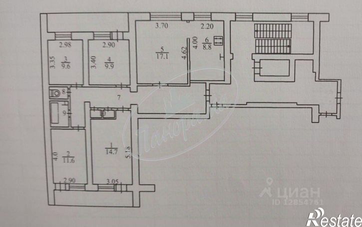 5-комн квартира улица Генерала Попова, 22,  д. 22