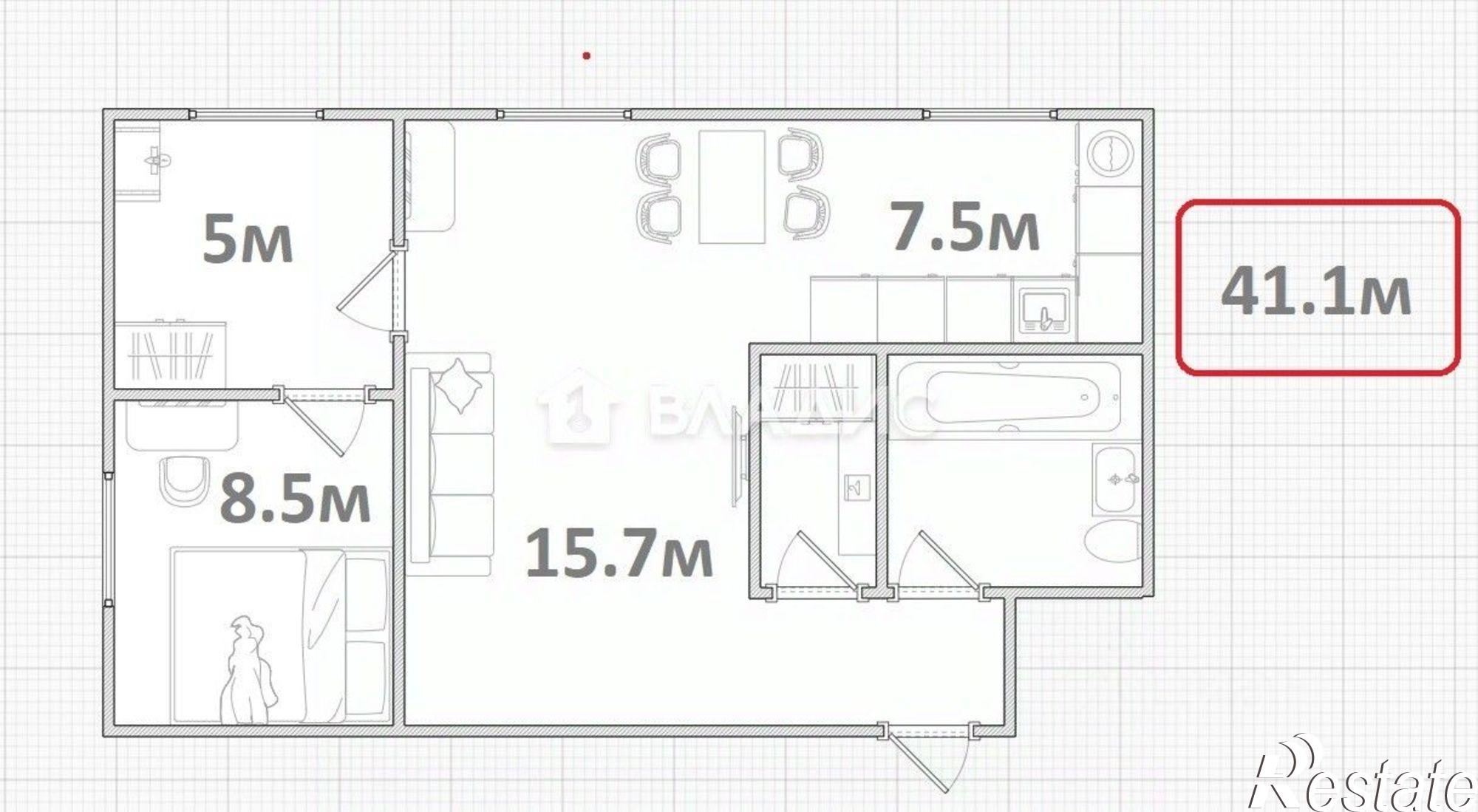 Купить квартиру за 3 450 000 рублей на Центральная улица, 14