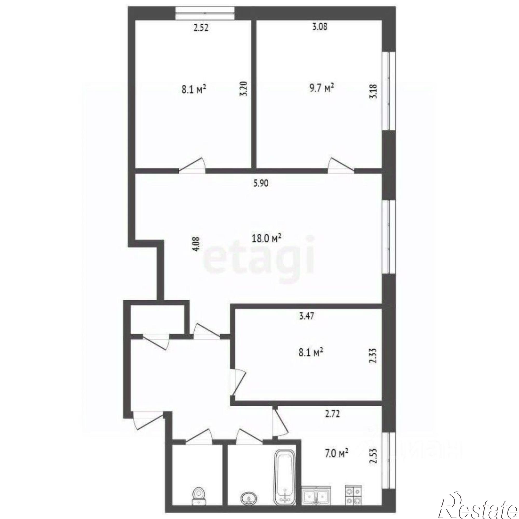 Купить квартиру за 4 850 000 рублей на улица Кубяка, 6