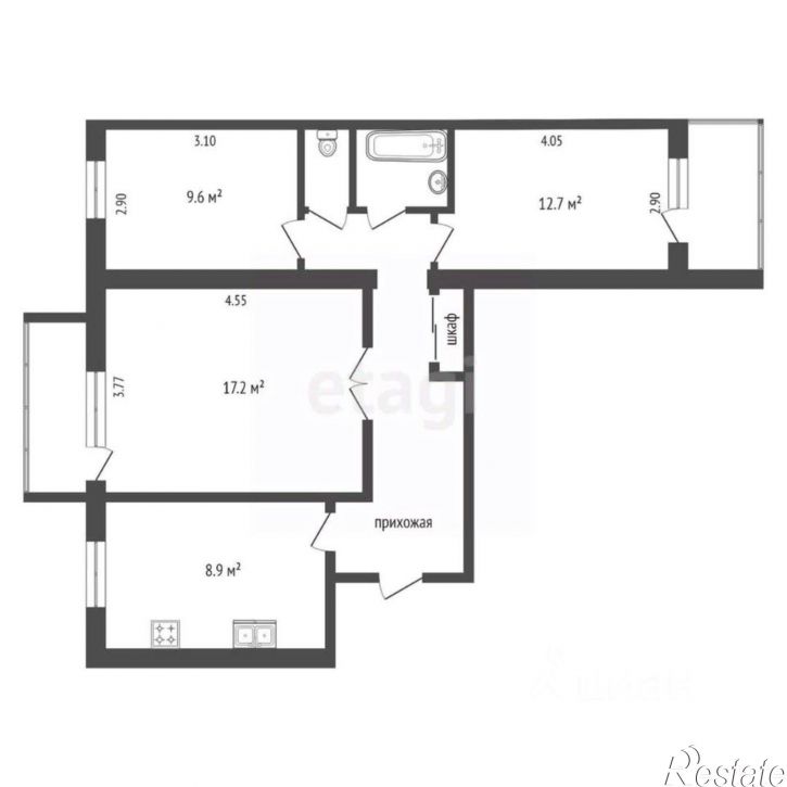 3-комн квартира улица Билибина, 17,  д. 17