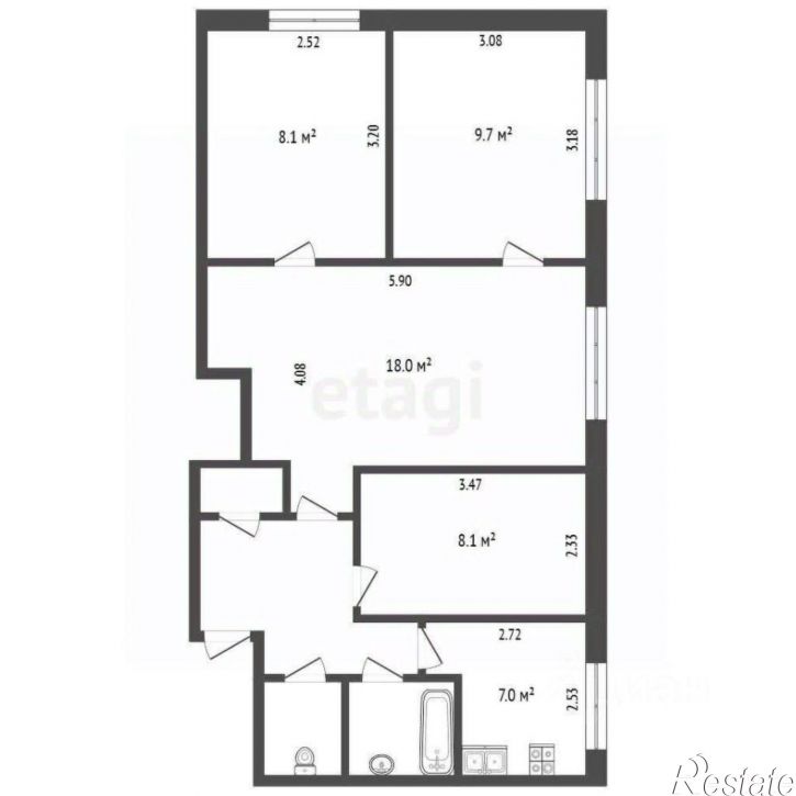 3-комн квартира улица Кубяка, 6,  д. 6