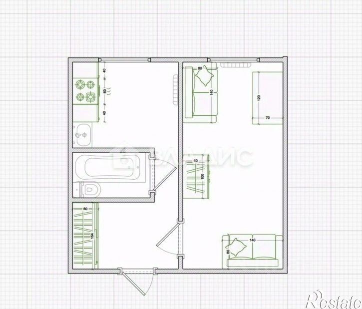 1-комн квартира улица Стеклянников Сад, 3,  д. 3