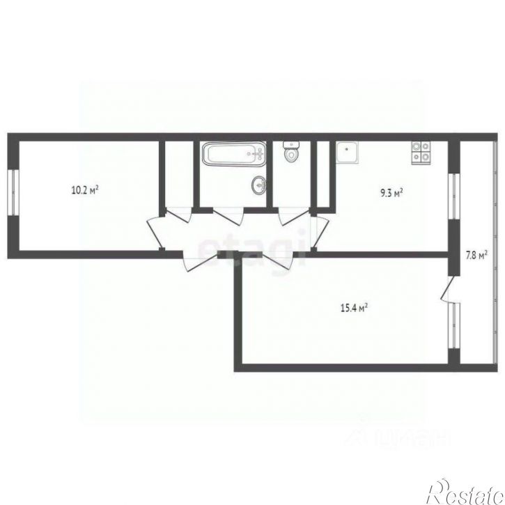 2-комн квартира Московская улица, 345,  д. 345