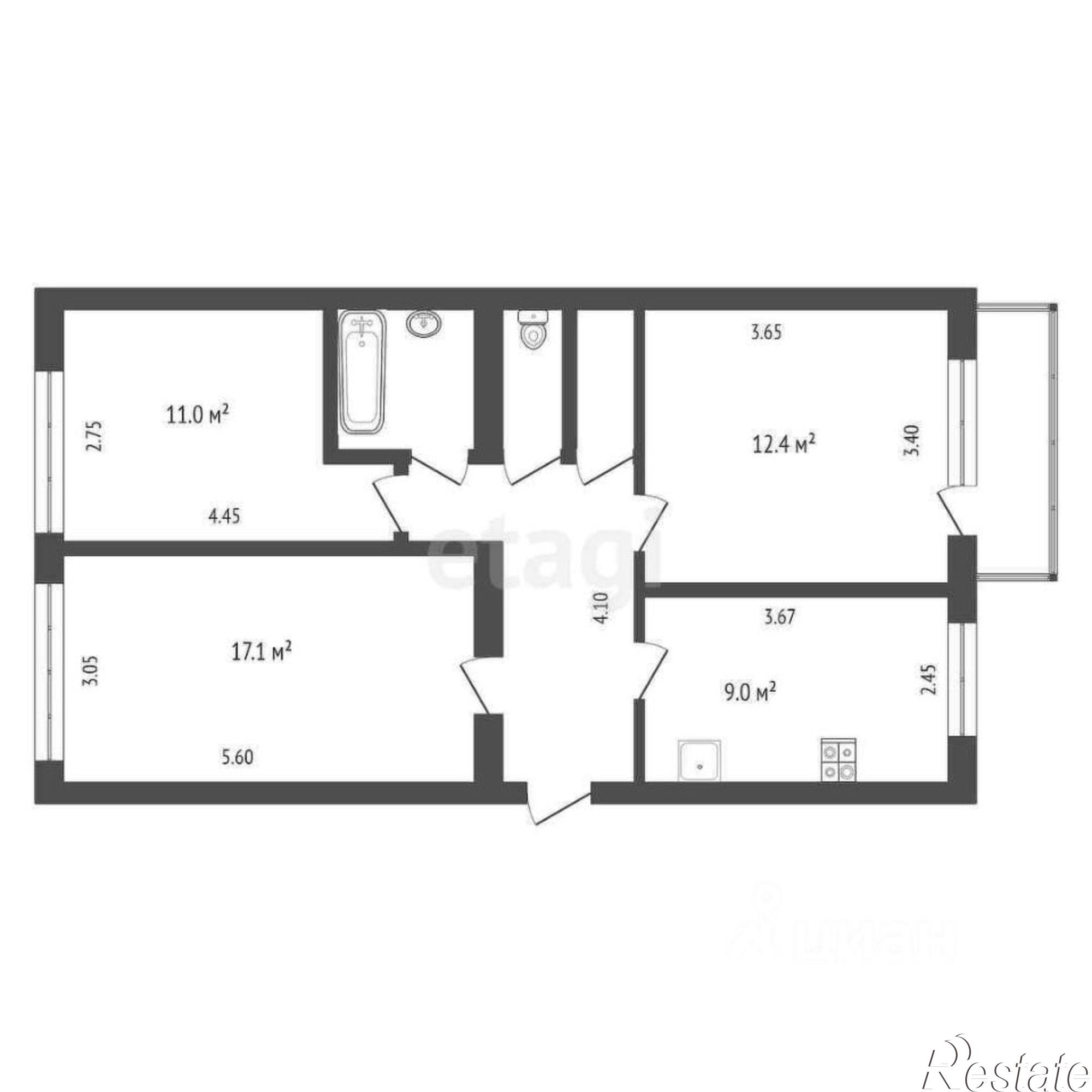 Купить квартиру за 6 300 000 рублей на улица Гагарина, 13