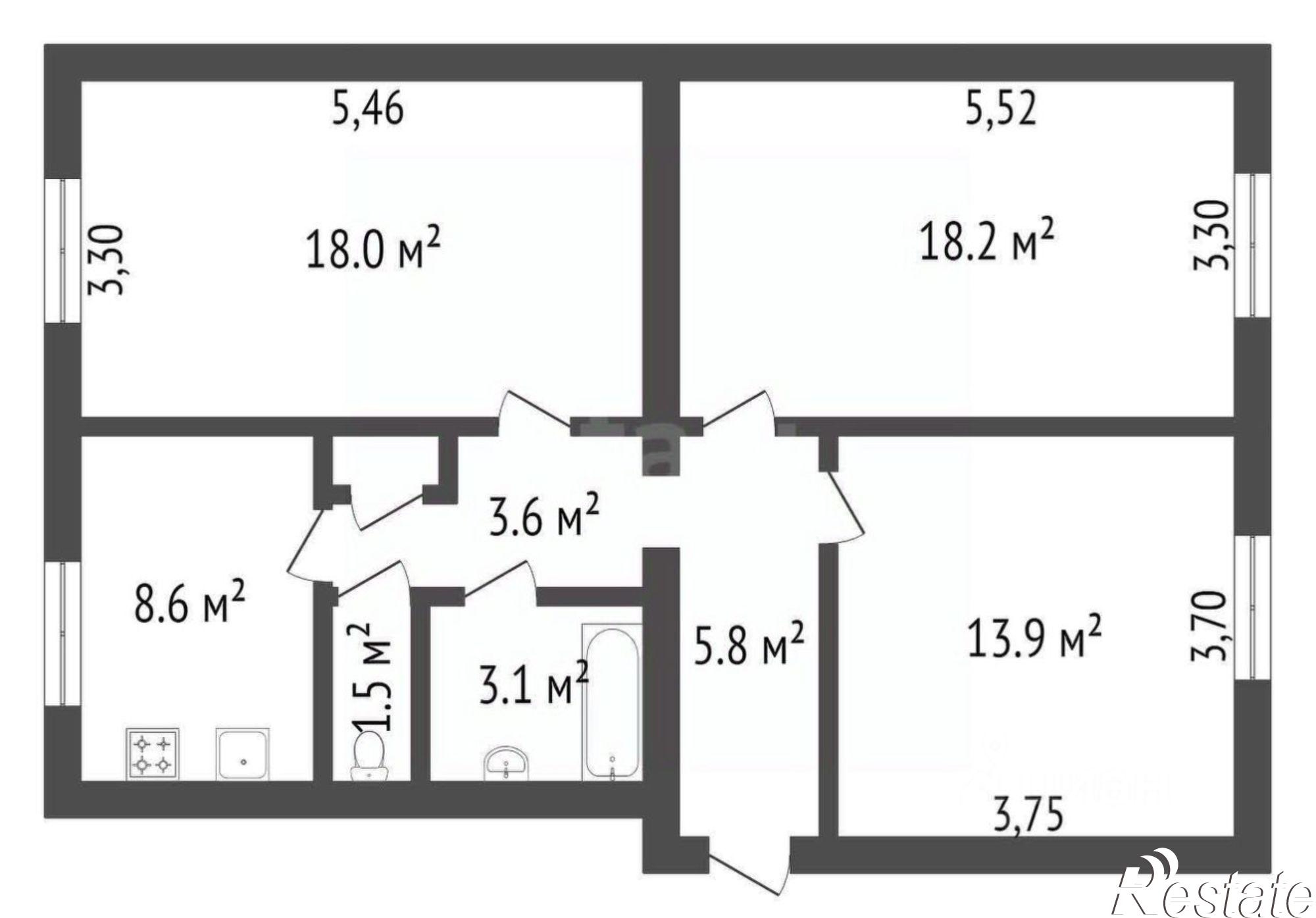 Купить квартиру за 4 800 000 рублей на Строительный переулок, 15