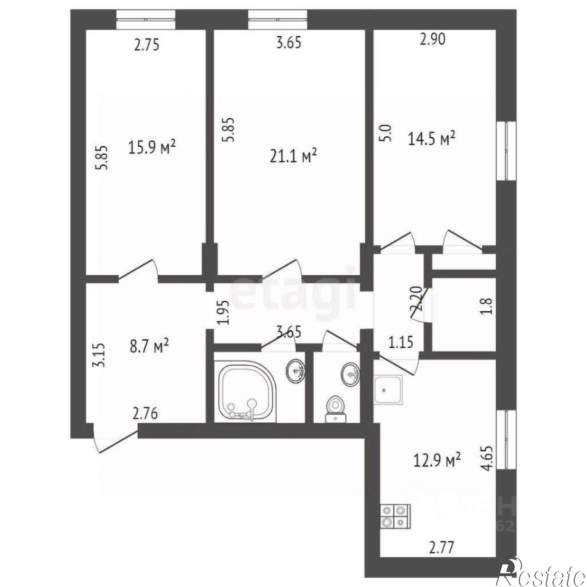 Купить квартиру за 6 650 000 рублей на улица Пухова, 50/27