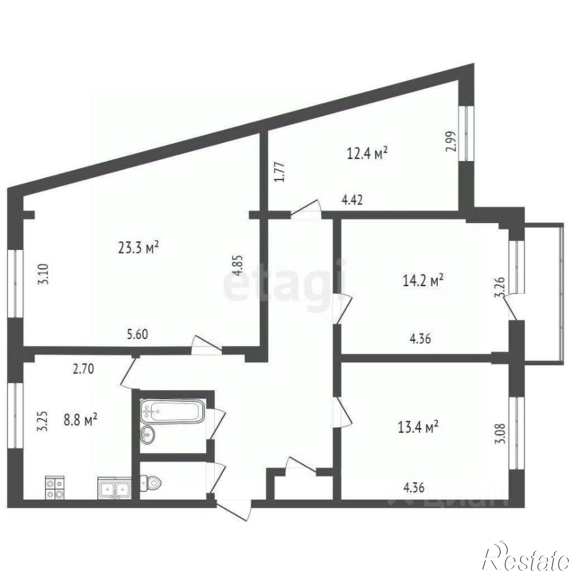 Купить квартиру за 7 500 000 рублей на Советский переулок, 6
