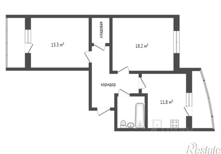 2-комн квартира Солнечный б-р, д 4 к 2