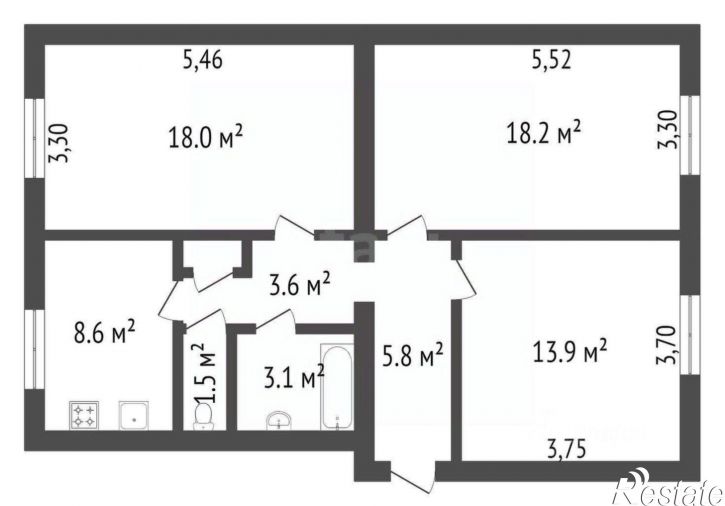 3-комн квартира Строительный переулок, 15,  д. 15