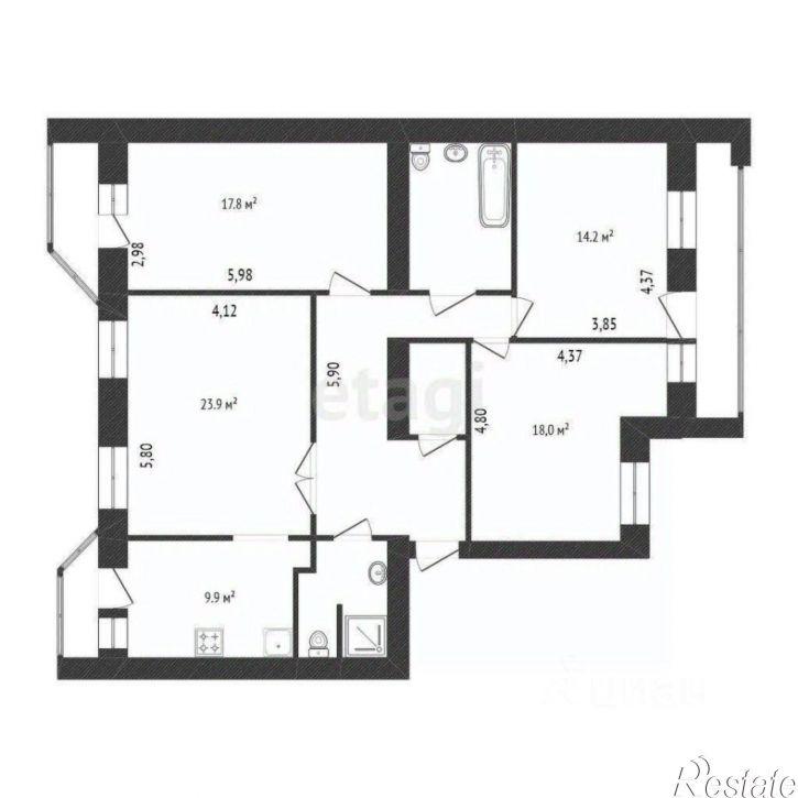 4-комн квартира улица Плеханова, 41,  д. 41