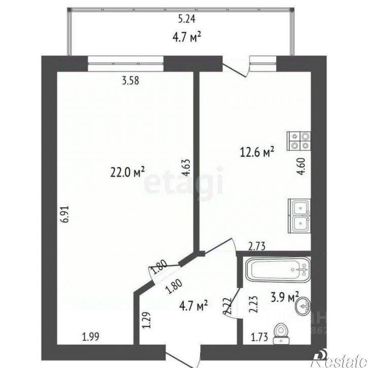 1-комн квартира улица Салтыкова-Щедрина, 35,  д. 35