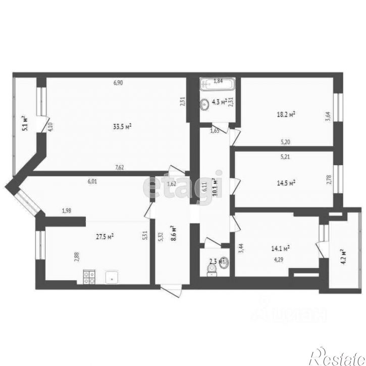 3-комн квартира улица Калужского Ополчения, 3 к1,  д. 3 к1