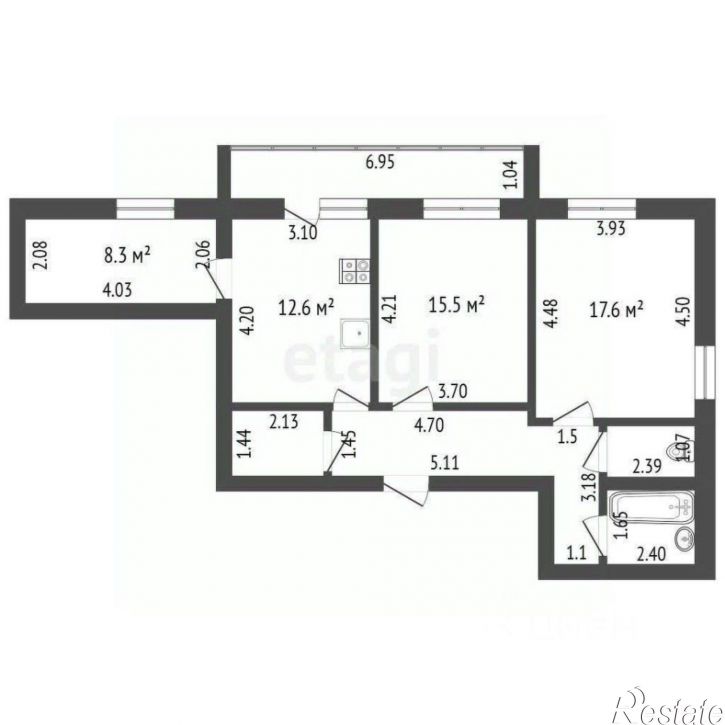 2-комн квартира улица Академика Потехина, 3,  д. 3