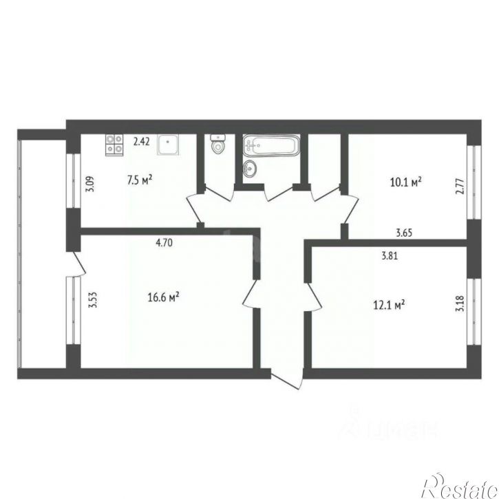 3-комн квартира улица Первых Коммунаров, 14,  д. 14