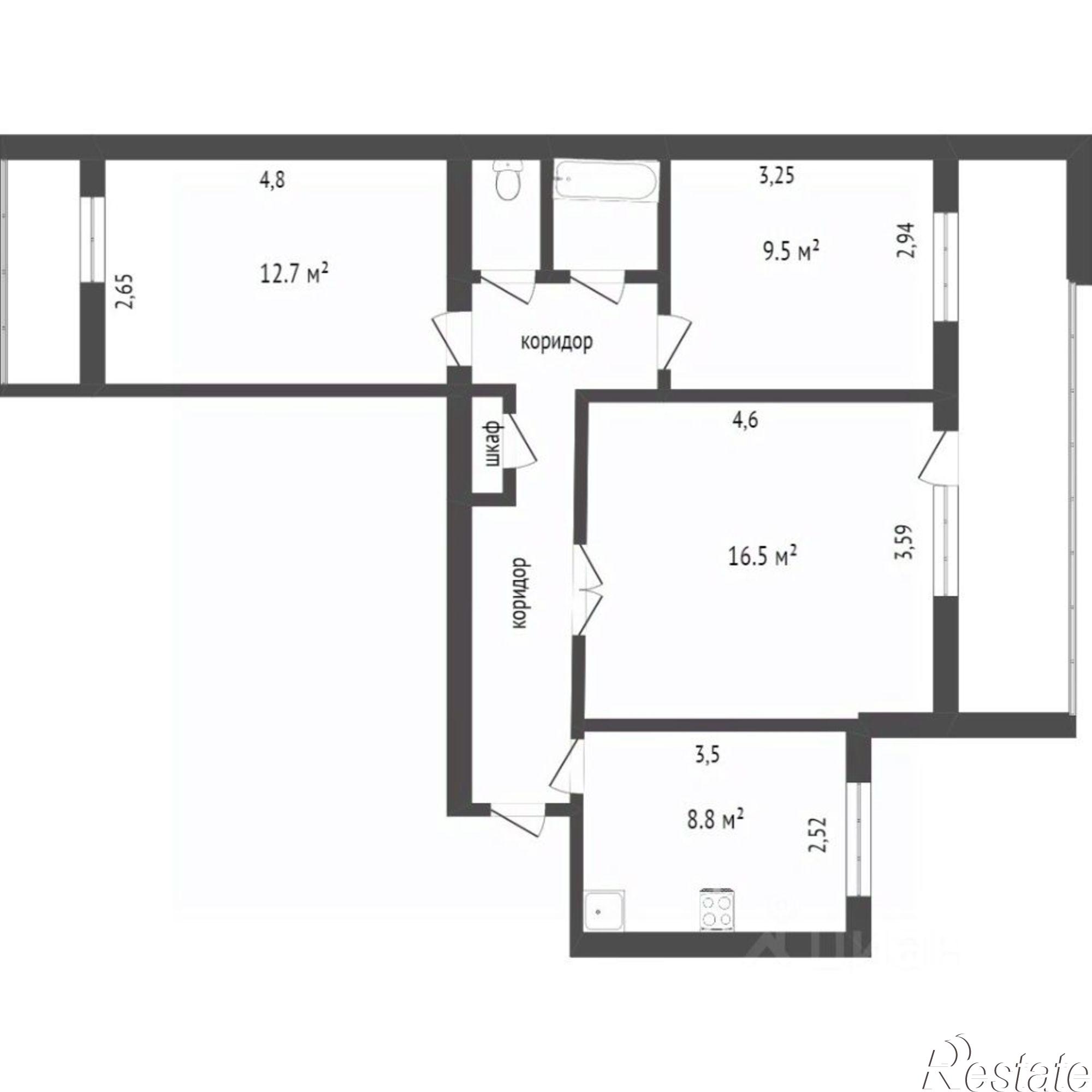 Купить квартиру за 7 650 000 рублей на Окружная улица, 2