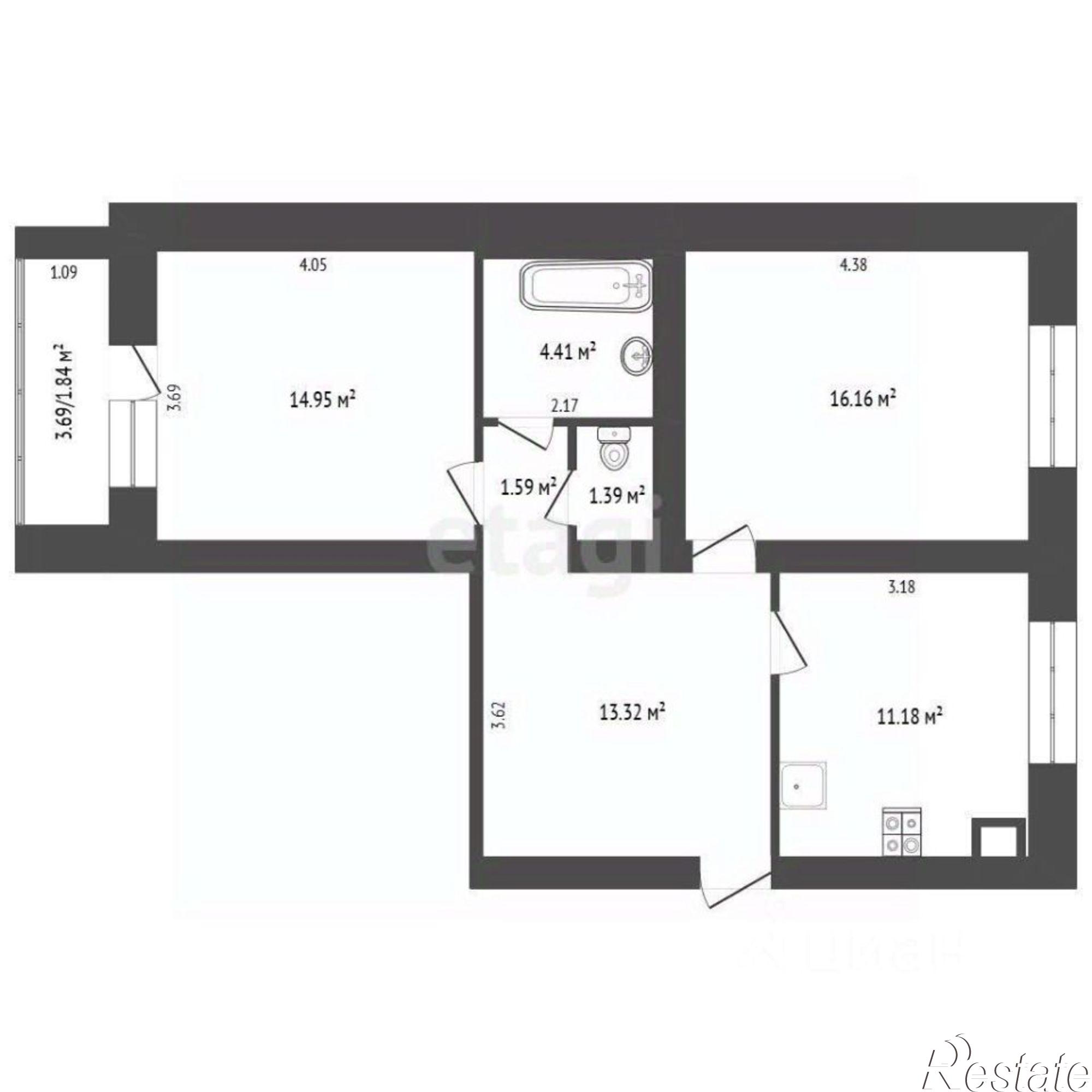 Купить квартиру за 7 300 000 рублей на улица Белинского, 13