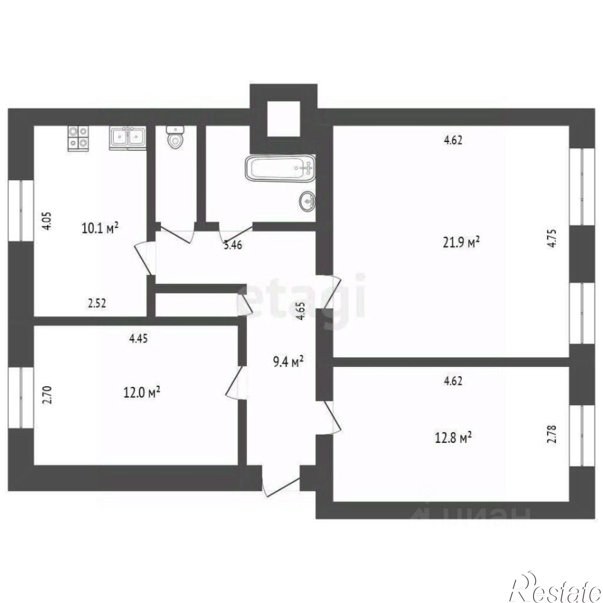 Купить квартиру за 6 850 000 рублей на улица Луначарского, 53