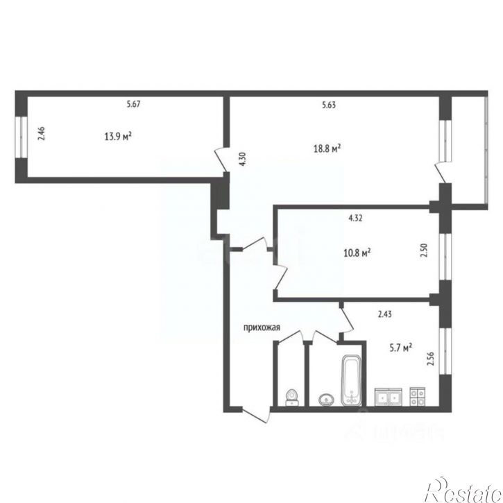 3-комн квартира Николо-Козинская улица, 65,  д. 65