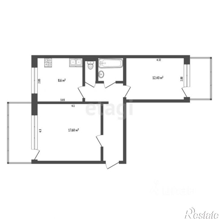 2-комн квартира бульвар Моторостроителей, 5,  д. 5