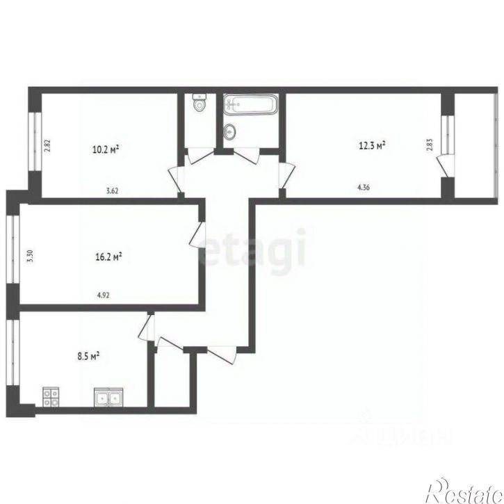 3-комн квартира улица Маяковского, 45,  д. 45