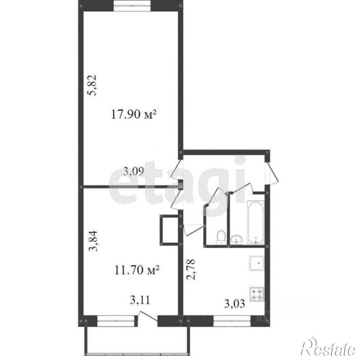 2-комн квартира Московская улица, 228,  д. 228
