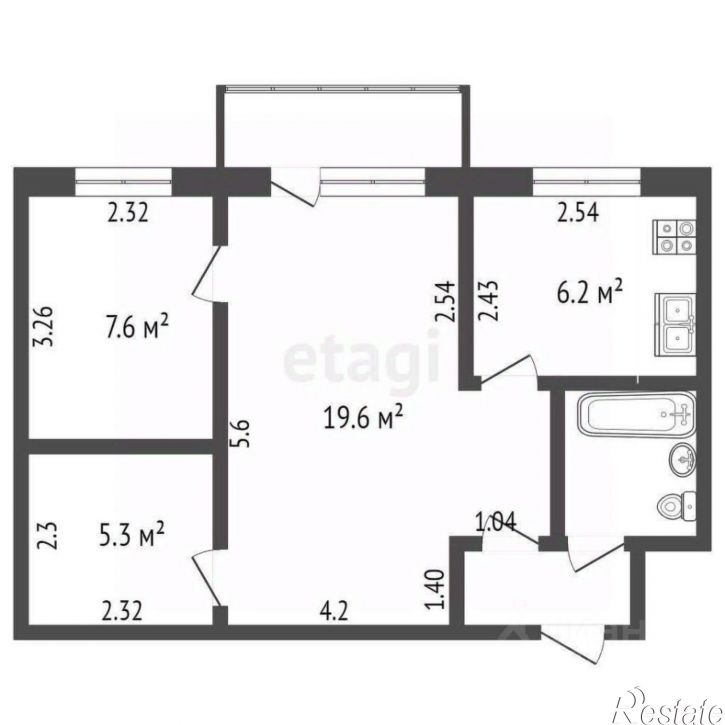 2-комн квартира Московская улица, 331,  д. 331