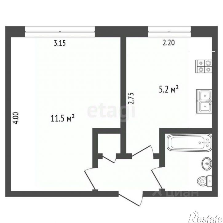 1-комн квартира 5-я линия, 1 к1,  д. 1 к1