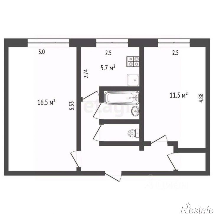 2-комн квартира улица Кубяка, 11,  д. 11