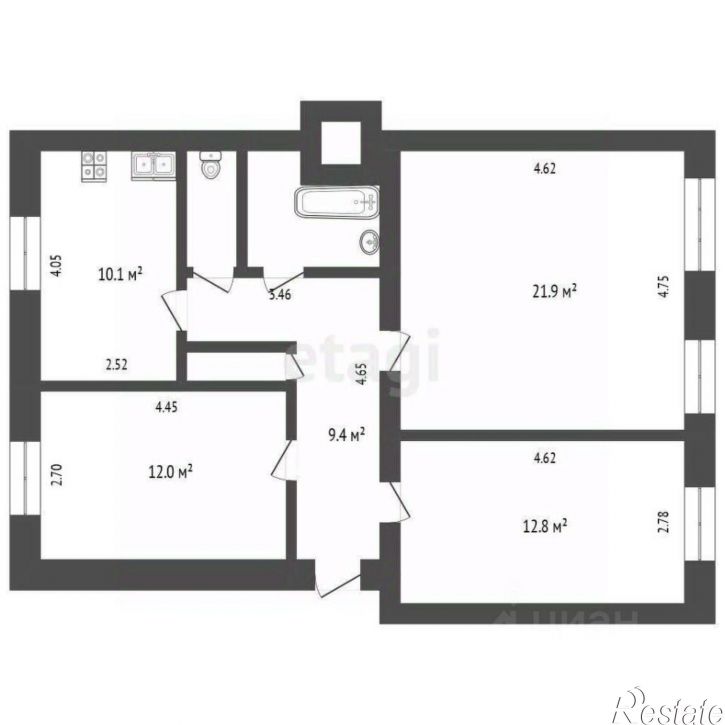 3-комн квартира улица Луначарского, 53,  д. 53