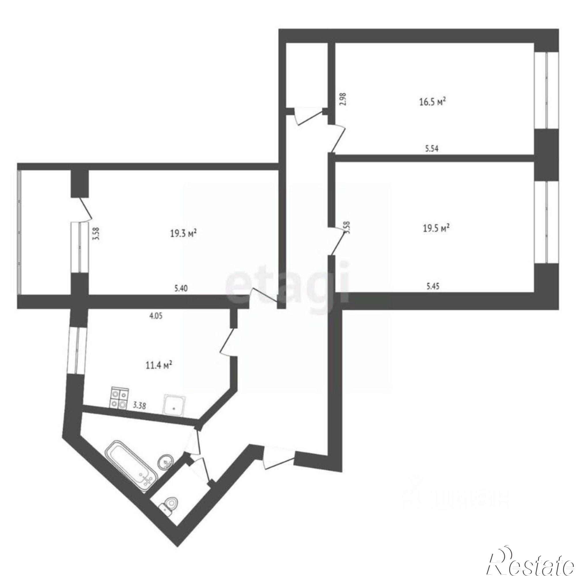 Купить квартиру за 9 550 000 рублей на улица Билибина, 11