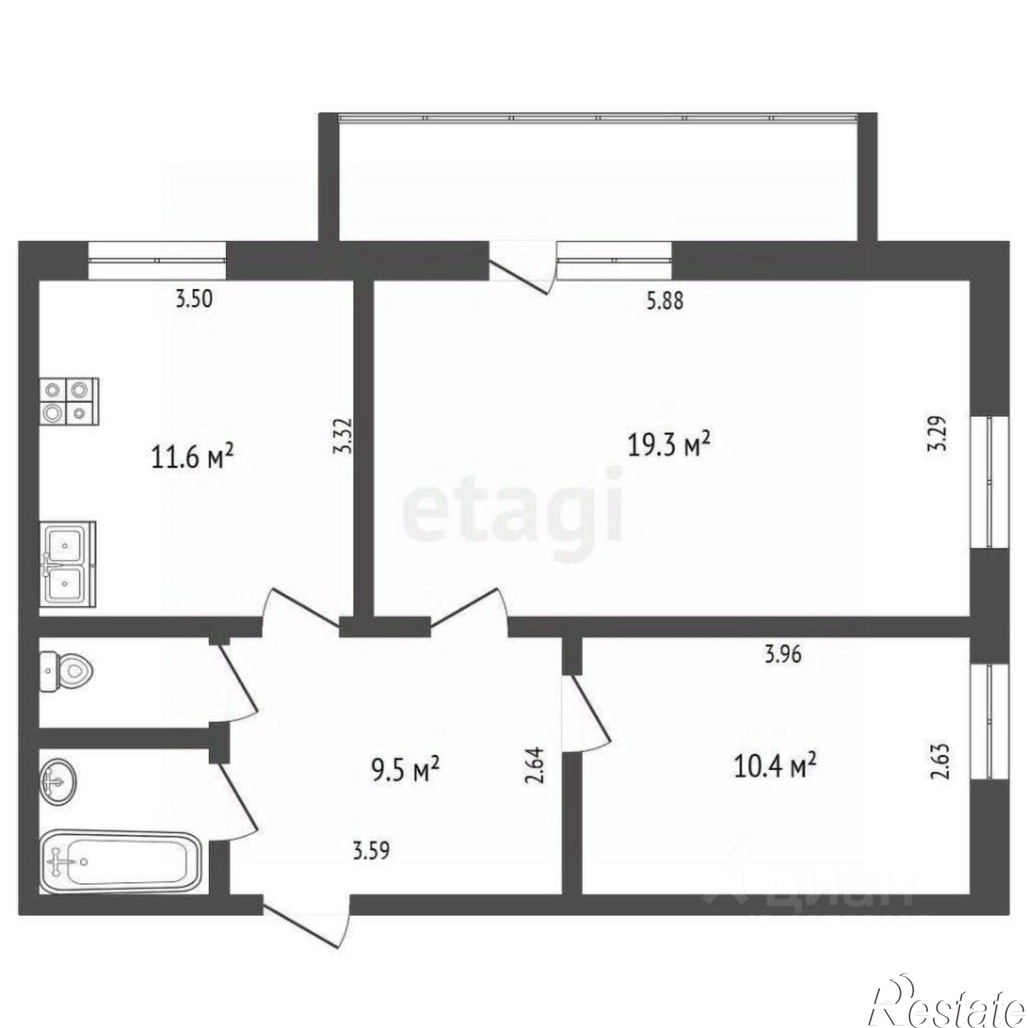 Купить квартиру за 6 190 000 рублей на улица Гурьянова, 18 к1