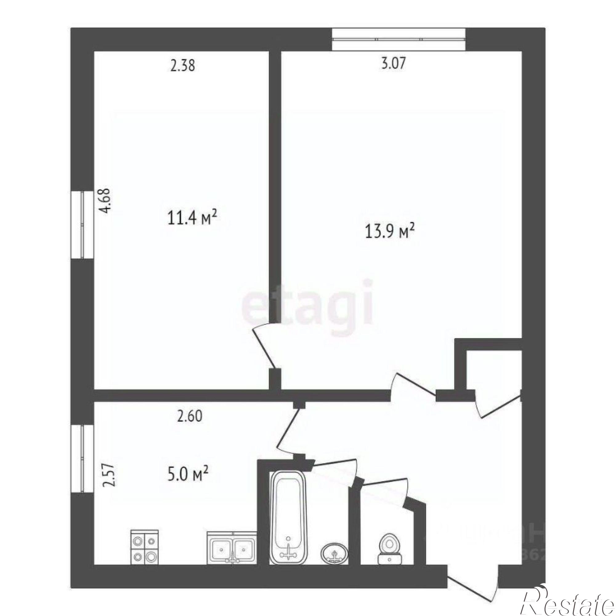 Купить квартиру за 4 800 000 рублей на Центральная улица, 18