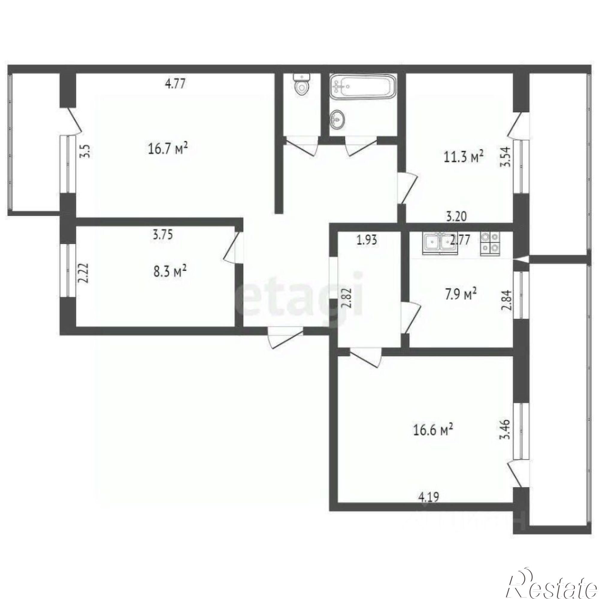 Купить квартиру за 7 650 000 рублей на Литейный пер, 3