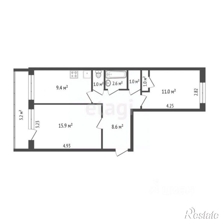 2-комн квартира городской округ Калуга