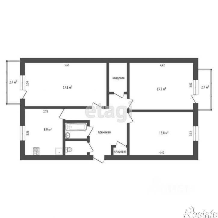 3-комн квартира улица Кубяка, 9 к4,  д. 9 к4