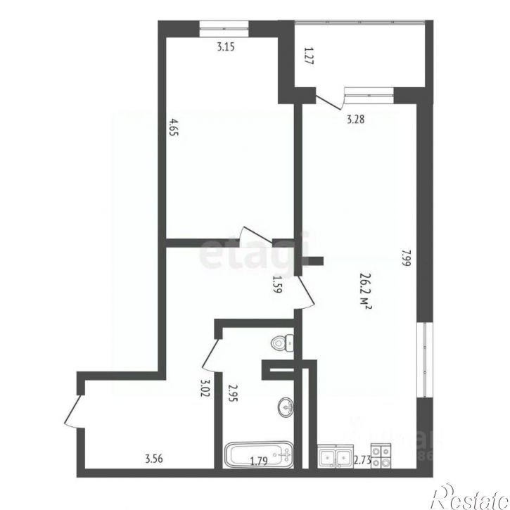 2-комн квартира Комфортная улица, 19,  д. 19