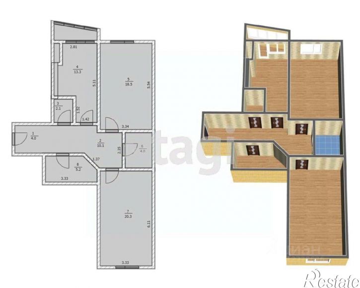 2-комн квартира Московская улица, 63,  д. 63