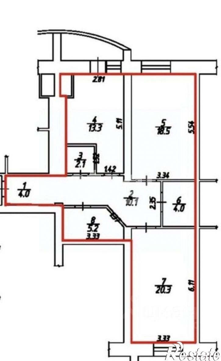 2-комн квартира Московская улица, 63,  д. 63