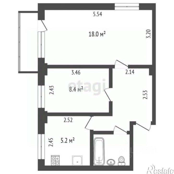 2-комн квартира улица Степана Разина, 41,  д. 41