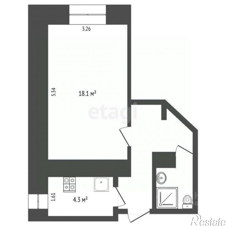 1-комн квартира улица Генерала Попова, 7,  д. 7