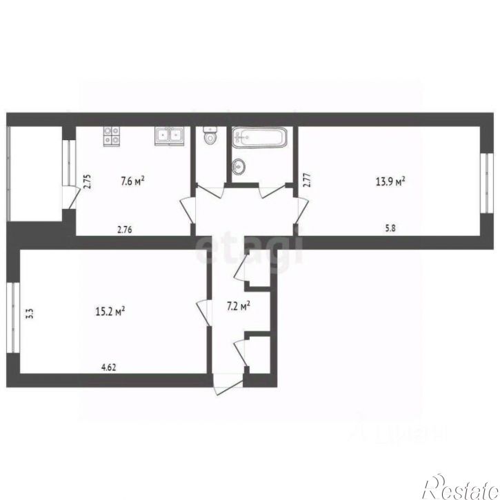 2-комн квартира Привокзальная улица, 11 к1,  д. 11 к1