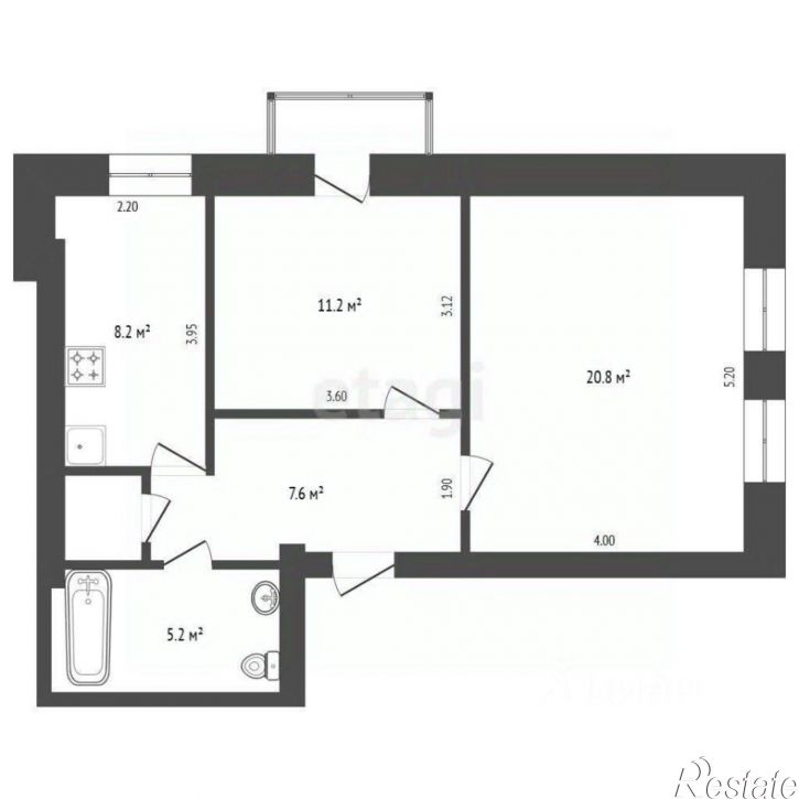 2-комн квартира улица Кирова, 54,  д. 54