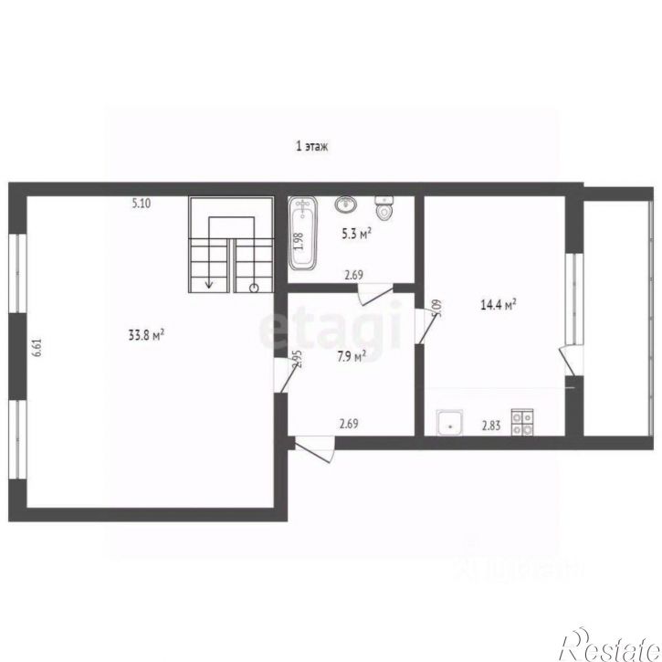 4-комн квартира 1-й Больничный переулок, 17,  д. 17