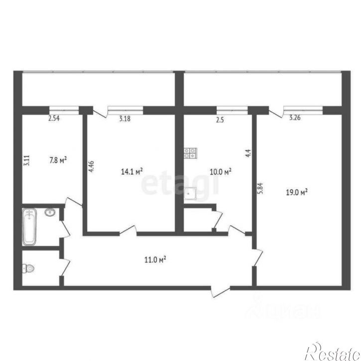 3-комн квартира улица Генерала Попова, 18,  д. 18