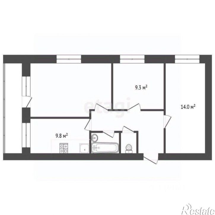 3-комн квартира Железнодорожная улица, 1А,  д. 1А