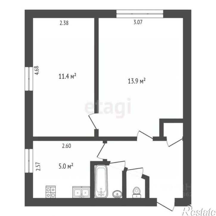 2-комн квартира Центральная улица, 18,  д. 18