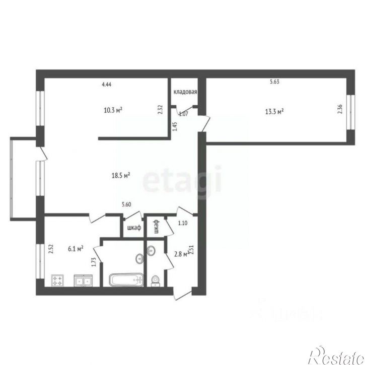 3-комн квартира улица Пушкина, 3,  д. 3